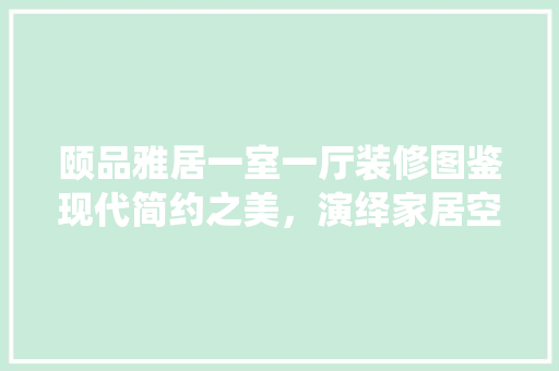 颐品雅居一室一厅装修图鉴现代简约之美，演绎家居空间新风尚  第1张