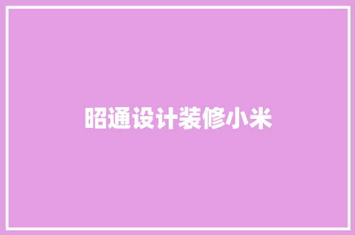 昭通设计装修小米