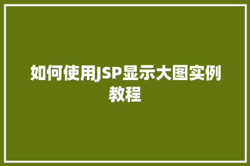 如何使用JSP显示大图实例教程