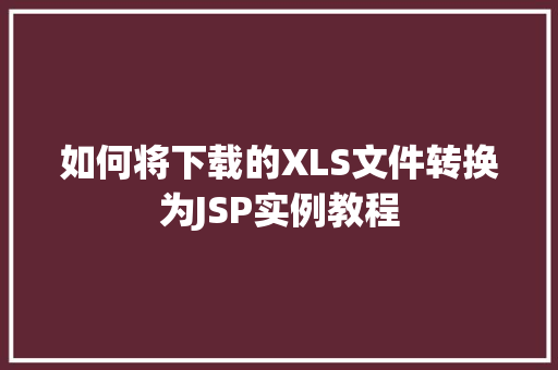 如何将下载的XLS文件转换为JSP实例教程