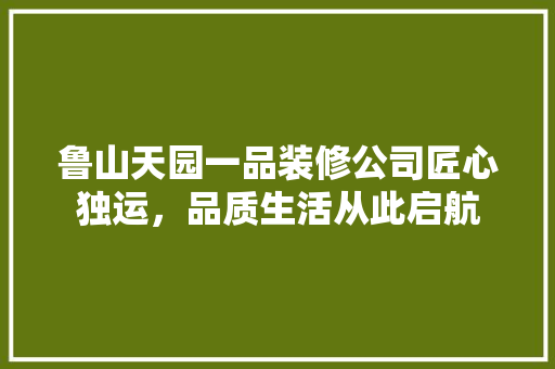 鲁山天园一品装修公司匠心独运，品质生活从此启航