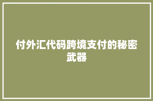 付外汇代码跨境支付的秘密武器 第1张 付外汇代码跨境支付的秘密武器 第1张