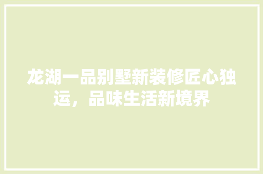 龙湖一品别墅新装修匠心独运，品味生活新境界