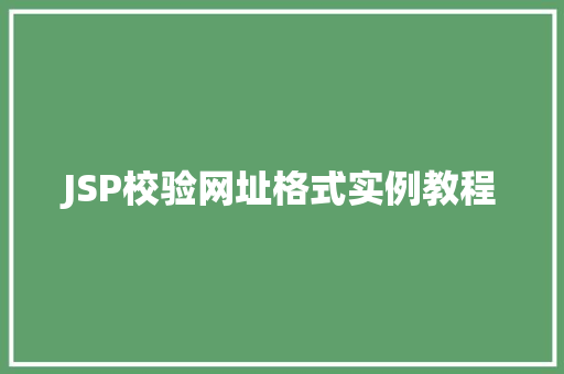 JSP校验网址格式实例教程