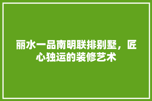 丽水一品南明联排别墅，匠心独运的装修艺术