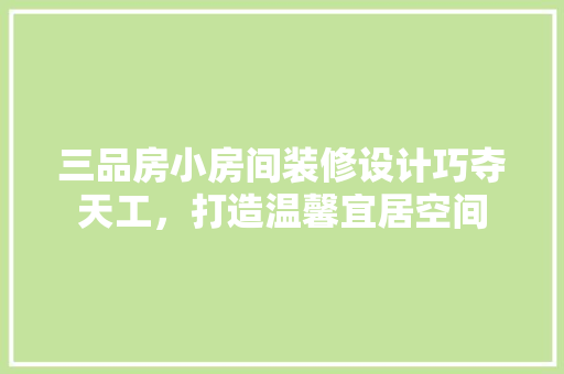 三品房小房间装修设计巧夺天工，打造温馨宜居空间
