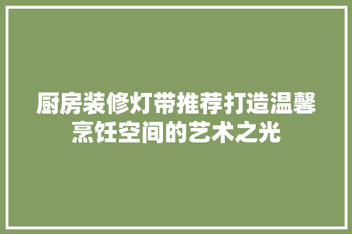 厨房装修灯带推荐打造温馨烹饪空间的艺术之光