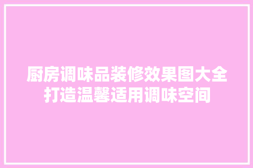 厨房调味品装修效果图大全打造温馨适用调味空间