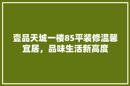 壹品天城一楼85平装修温馨宜居，品味生活新高度