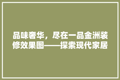 品味奢华，尽在一品金洲装修效果图——探索现代家居艺术的极致追求