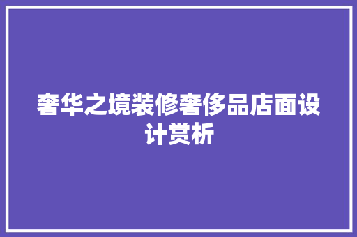 奢华之境装修奢侈品店面设计赏析