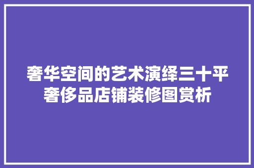 奢华空间的艺术演绎三十平奢侈品店铺装修图赏析