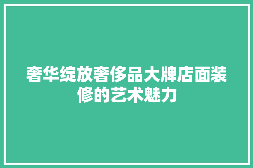 奢华绽放奢侈品大牌店面装修的艺术魅力