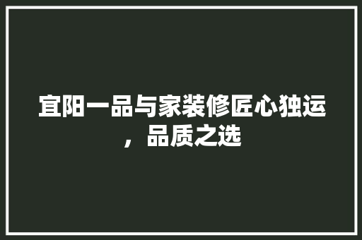 宜阳一品与家装修匠心独运，品质之选