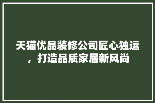 天猫优品装修公司匠心独运，打造品质家居新风尚