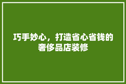 巧手妙心，打造省心省钱的奢侈品店装修