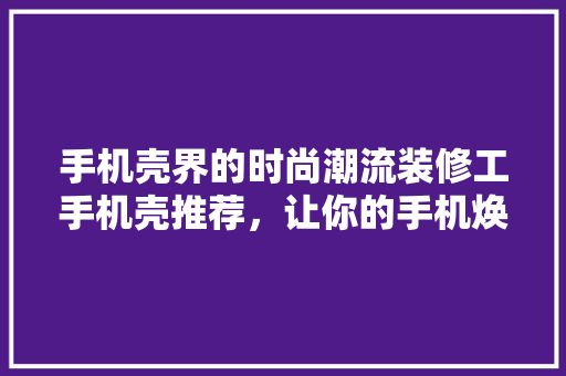 手机壳界的时尚潮流装修工手机壳推荐，让你的手机焕然一新！