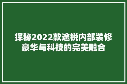 探秘2022款途锐内部装修豪华与科技的完美融合