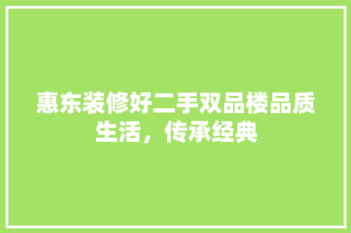 惠东装修好二手双品楼品质生活，传承经典