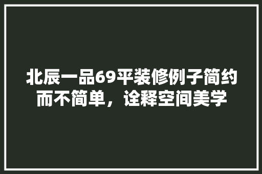 北辰一品69平装修例子简约而不简单，诠释空间美学