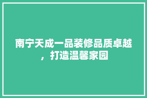 南宁天成一品装修品质卓越，打造温馨家园