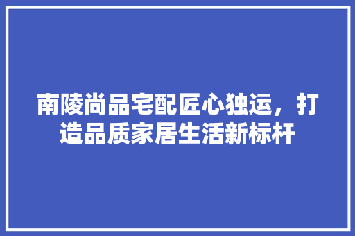 南陵尚品宅配匠心独运，打造品质家居生活新标杆