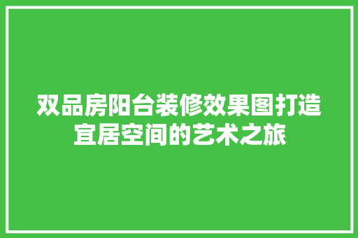 双品房阳台装修效果图打造宜居空间的艺术之旅