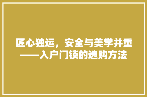 匠心独运，安全与美学并重——入户门锁的选购方法