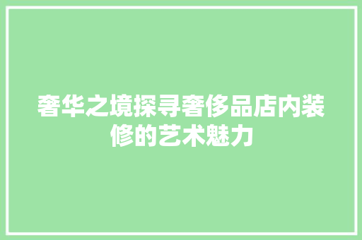 奢华之境探寻奢侈品店内装修的艺术魅力