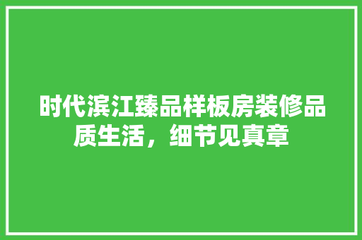 时代滨江臻品样板房装修品质生活，细节见真章