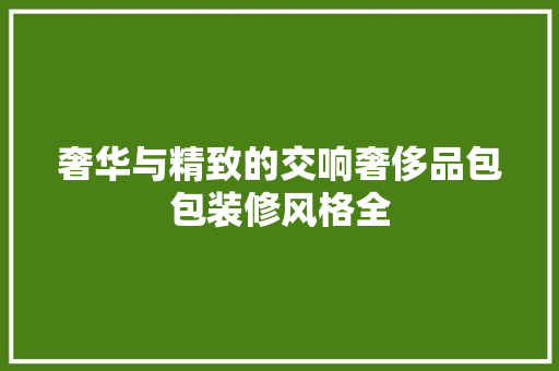 奢华与精致的交响奢侈品包包装修风格全