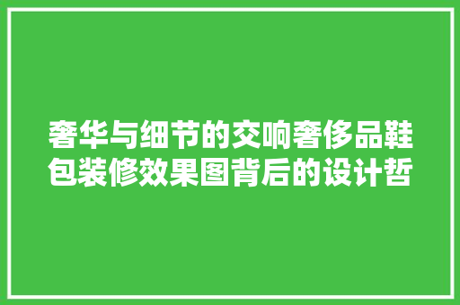 奢华与细节的交响奢侈品鞋包装修效果图背后的设计哲学