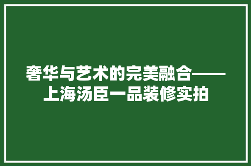 奢华与艺术的完美融合——上海汤臣一品装修实拍