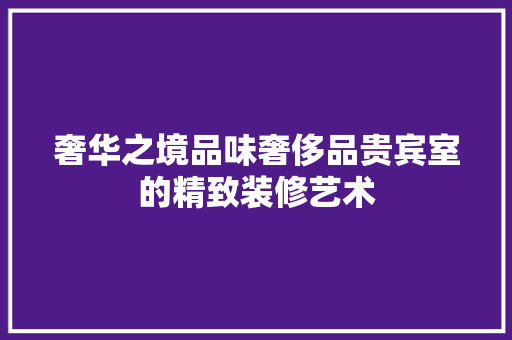 奢华之境品味奢侈品贵宾室的精致装修艺术