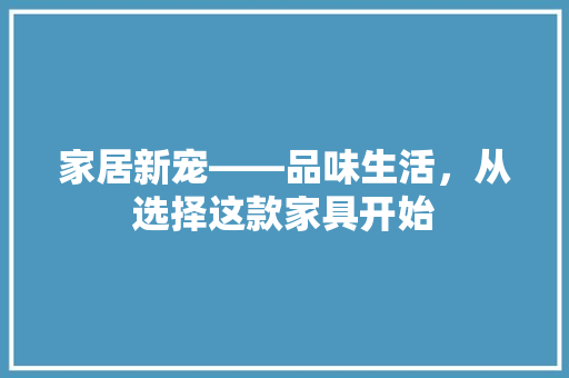 家居新宠——品味生活，从选择这款家具开始