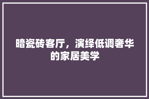 暗瓷砖客厅，演绎低调奢华的家居美学