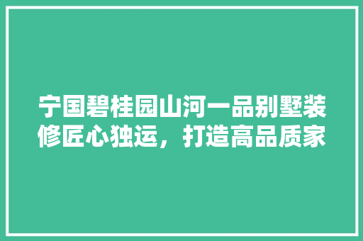 宁国碧桂园山河一品别墅装修匠心独运，打造高品质家居生活