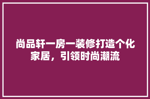 尚品轩一房一装修打造个化家居，引领时尚潮流  第1张