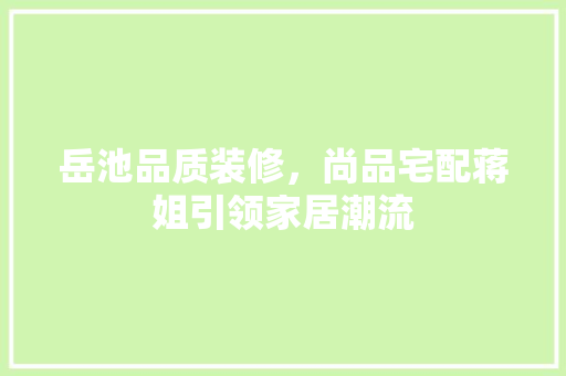 岳池品质装修，尚品宅配蒋姐引领家居潮流