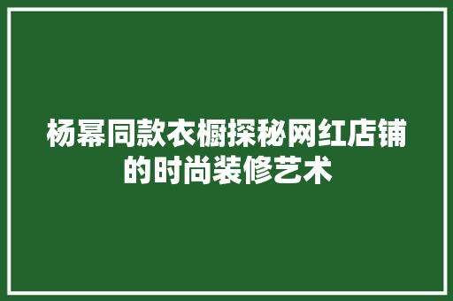 杨幂同款衣橱探秘网红店铺的时尚装修艺术
