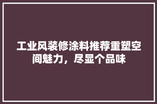 工业风装修涂料推荐重塑空间魅力，尽显个品味