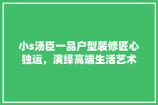 小s汤臣一品户型装修匠心独运，演绎高端生活艺术