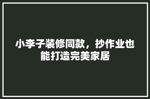 小李子装修同款，抄作业也能打造完美家居