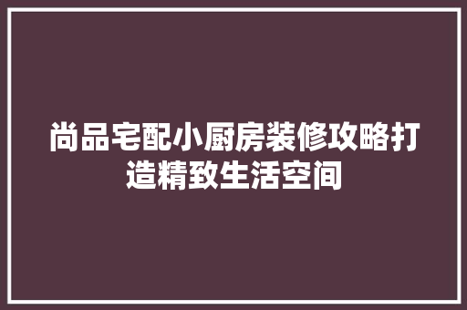 尚品宅配小厨房装修攻略打造精致生活空间