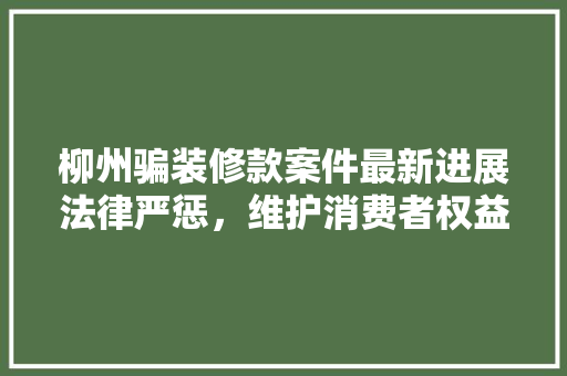 柳州骗装修款案件最新进展法律严惩，维护消费者权益