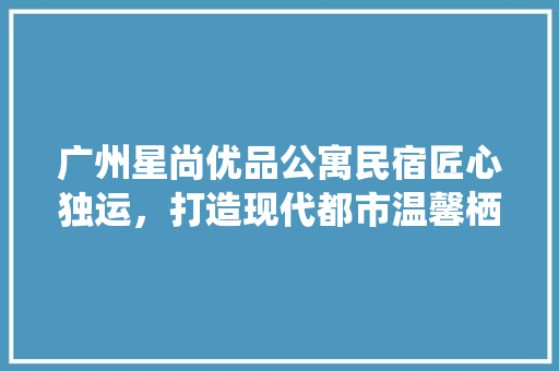 广州星尚优品公寓民宿匠心独运，打造现代都市温馨栖息地