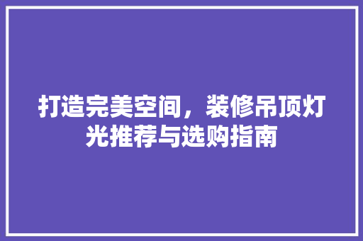 打造完美空间，装修吊顶灯光推荐与选购指南