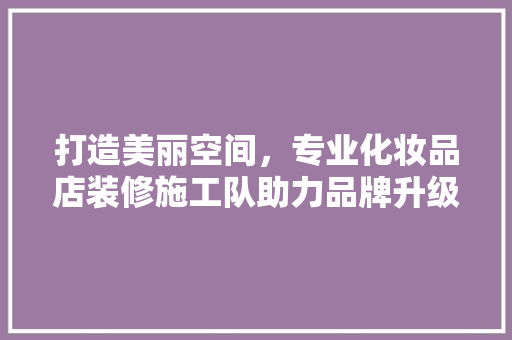 打造美丽空间，专业化妆品店装修施工队助力品牌升级