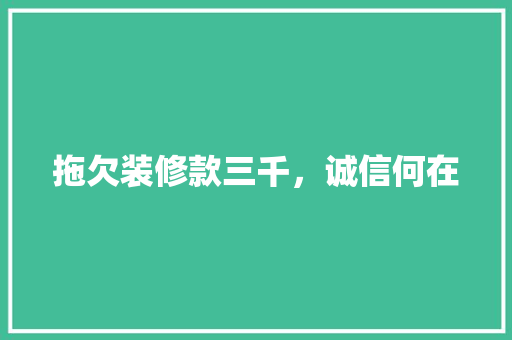 拖欠装修款三千，诚信何在