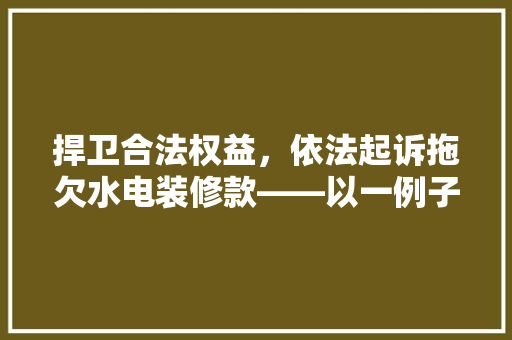 捍卫合法权益，依法起诉拖欠水电装修款——以一例子为鉴